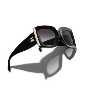Chanel Rectangle Sunglasses Black